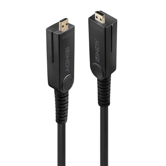 Lindy 30m Fibre Optic Hybrid Micro-HDMI 18G Cable with Detachable HDMI and DVI Connectors, 30 m, HDMI Type D (Micro), HDMI Type D (Micro), 18 Gbit/s, Black
