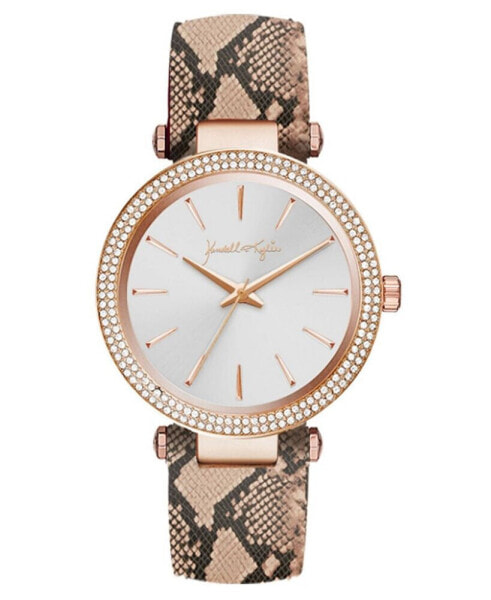 Women's Rose Gold Tone with Blush Snakeskin Stainless Steel Strap Analog Watch 40mm