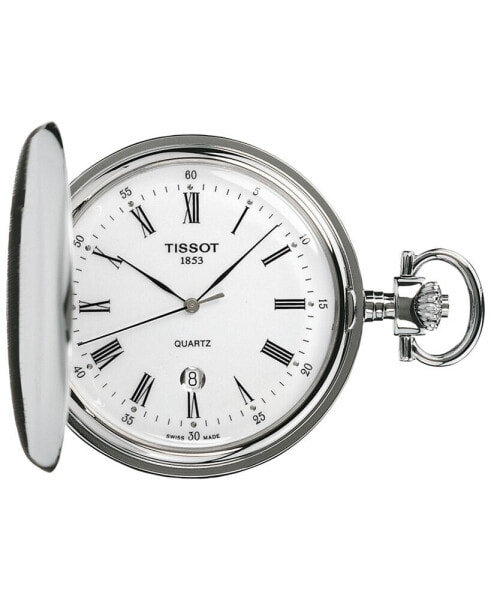 Unisex Swiss Savonnette Stainless Steel Pocket Watch 49mm