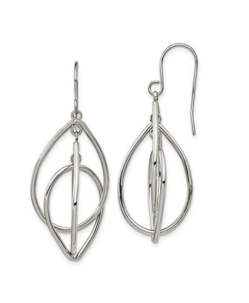 Stainless Steel Polished Dangle Shepherd Hook Earrings