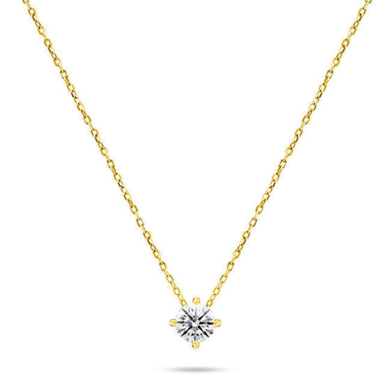 Minimalist gold-plated necklace with zircon NCL73Y