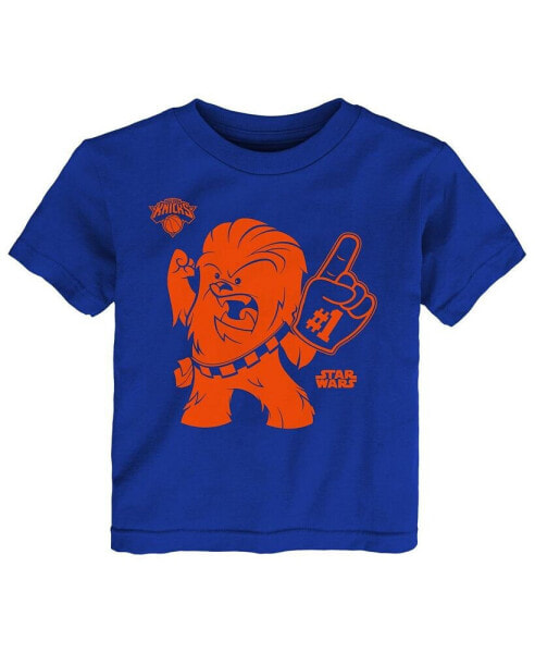 Toddler Boys and Girls Royal New York Knicks Star Wars Chewie 1 Fan T-Shirt