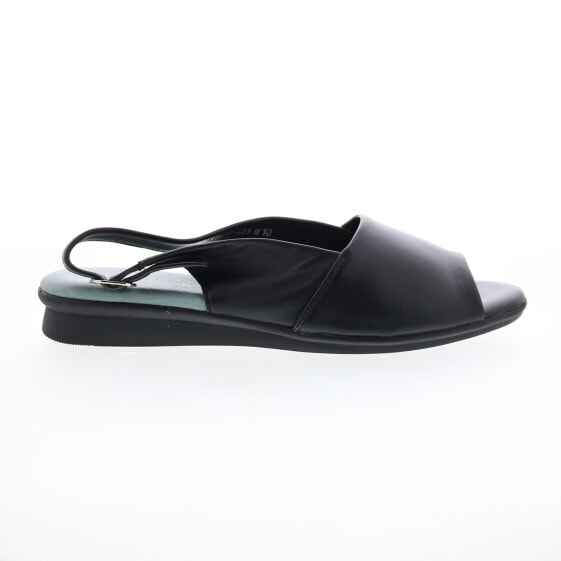 David Tate Norma Womens Black Leather Hook & Loop Slingback Sandals Shoes 10
