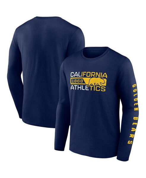 Men's Navy Cal Bears Broad Jump 2-Hit Long Sleeve T-shirt