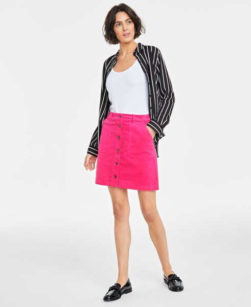 Women's Corduroy Button Mini Skirt, Created for Macy's