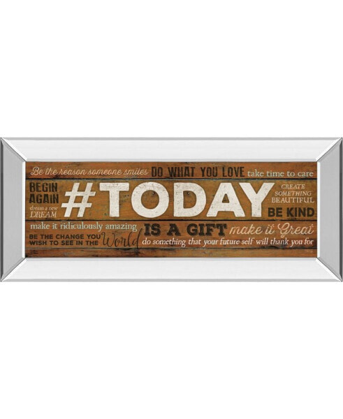 Today Is A Gift by Marla Rae Motivational Mirror Framed Print Wall Art - 18" x 42"