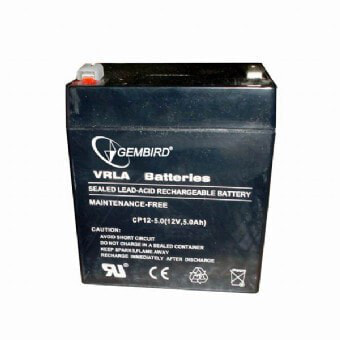 Аккумуляторный Gembird 12V 5Ah Sealed Lead Acid (VRLA) - 12 V 1 шт - Черный - 5 Ah - 1.6 кг