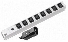 Удлинитель BACHMANN 19'' 2m 8 IEC320 C13 H05VV-F 3G 1.50mm² - 2 m - 8 AC outlet(s) - Aluminium - Black - Silver - 10 A - Black