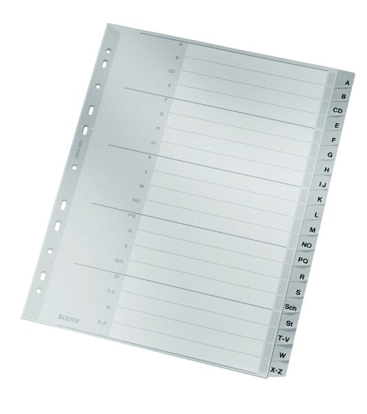 Esselte Leitz 12600000 - Alphabetic tab index - Cardboard - Grey - 250 g/m² - 238 mm - 29.7 cm