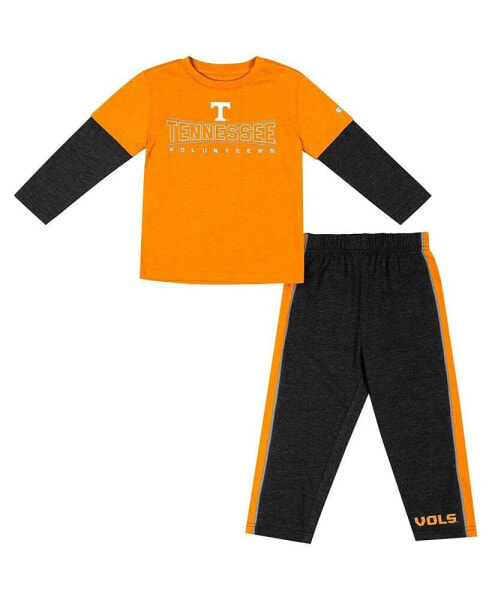 Toddler Boys and Girls Tennessee Orange, Black Tennessee Volunteers Long Sleeve T-shirt and Pants Set