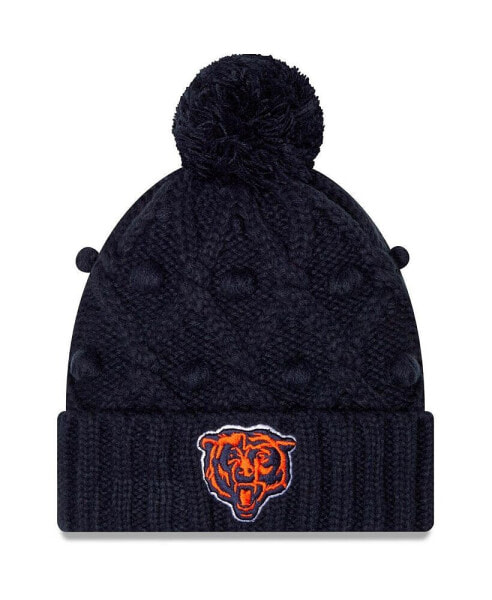 Big Girls Navy Chicago Bears Toasty Cuffed Knit Hat with Pom