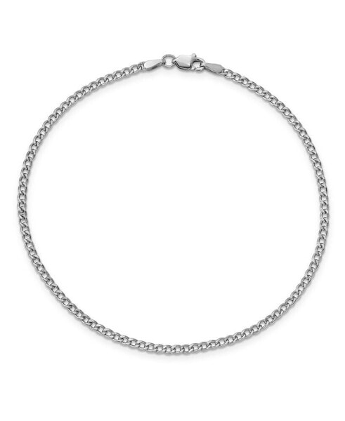 Curb Link Chain Anklet in 14k White Gold