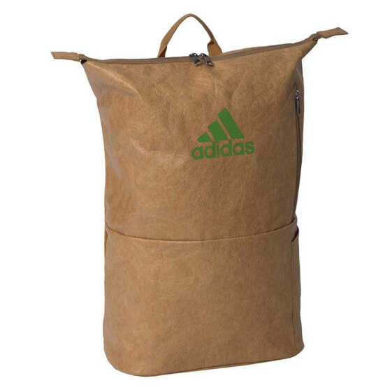 Рюкзак походный Adidas PADEL Multigame Bag - зеленый рюкзак из материала Dupont™ Tyvek® 100% перерабатываемый, водоотталкивающий и устойчивый к разрывам, с основным отделением на 3 ракетки для падель и специальным отделением для ноутбука.