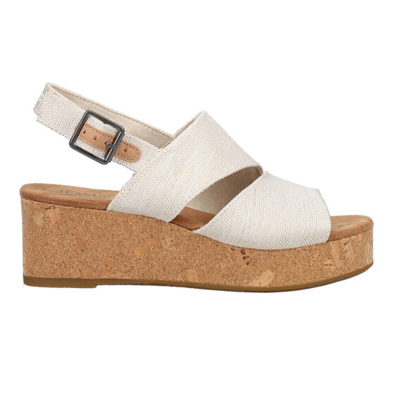 TOMS Claudine Wedge Womens Off White Casual Sandals 10020739T-101