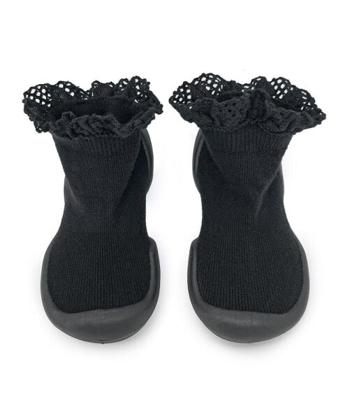 Кроссовки для девочек Komuello First Walk с кружевной отделкой - Черные
