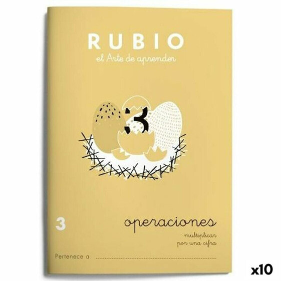 Maths exercise book Rubio Nº3 A5 Spanish 20 Sheets (10 Units)