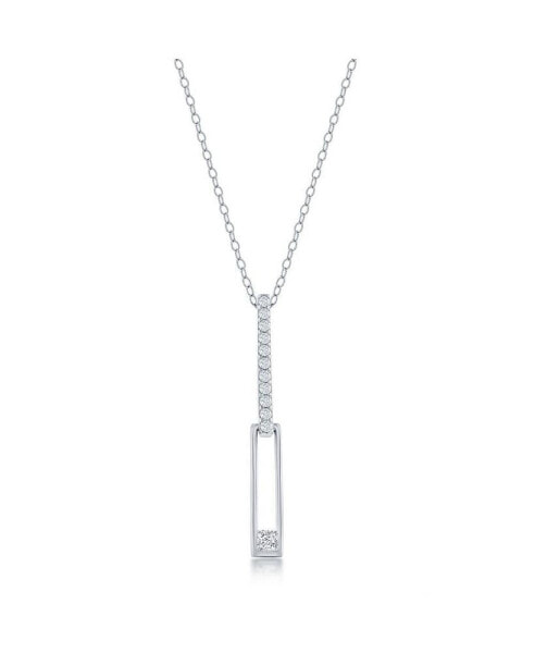 Sterling Silver Asymmetric Paperclip CZ Necklace