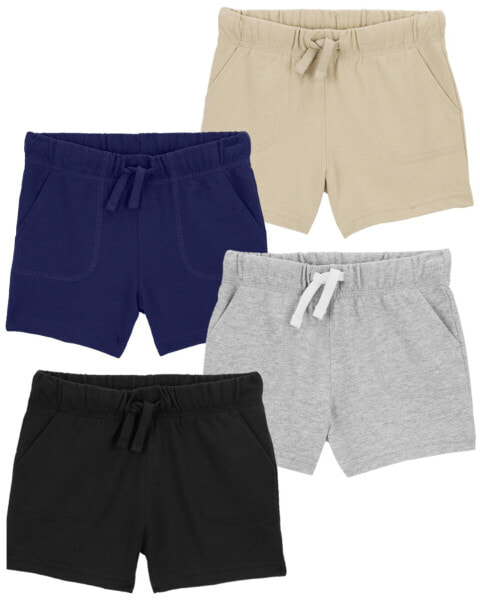 Toddler 4-Pack Pull-On Cotton Shorts 4T
