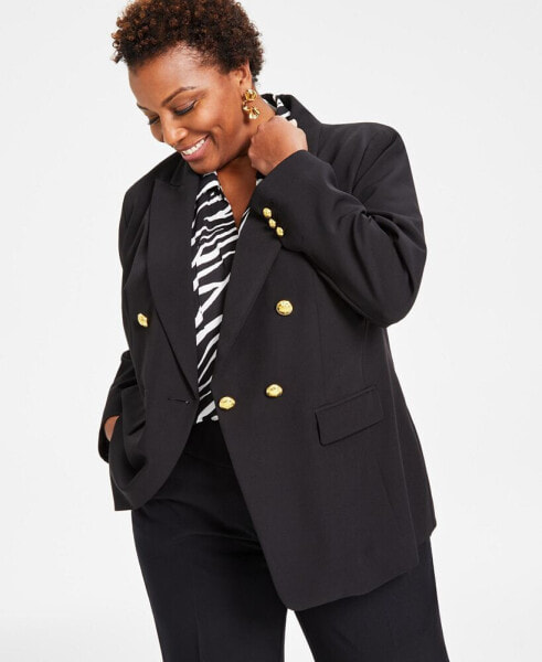 Plus Size Double Breasted One Button Blazer, Created for Macy's