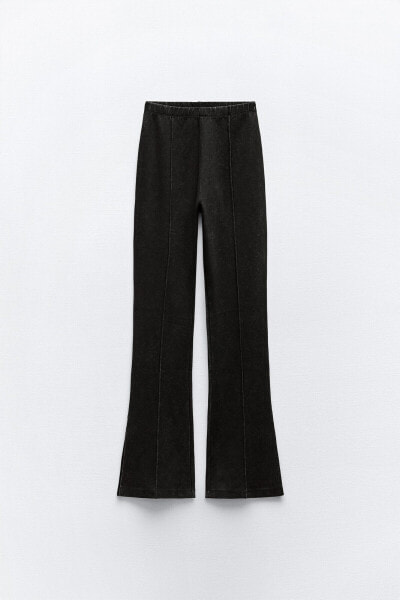 Faded-effect interlock flared trousers