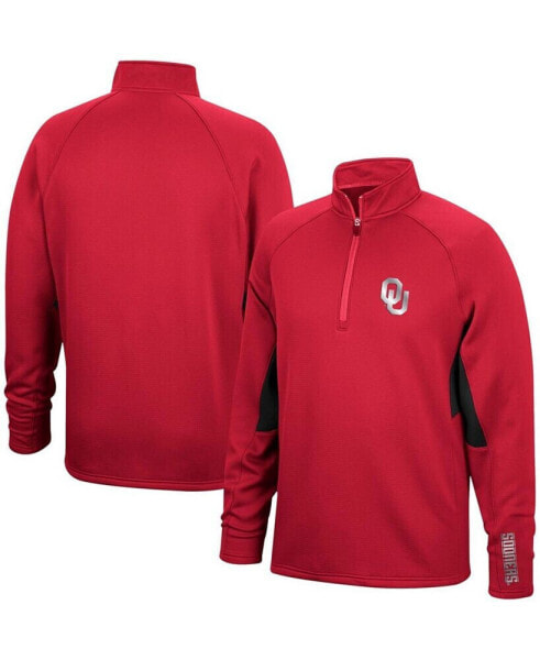 Men's Crimson and Black Oklahoma Sooners Color Blocked Martis Raglan Quarter-Zip Jacket