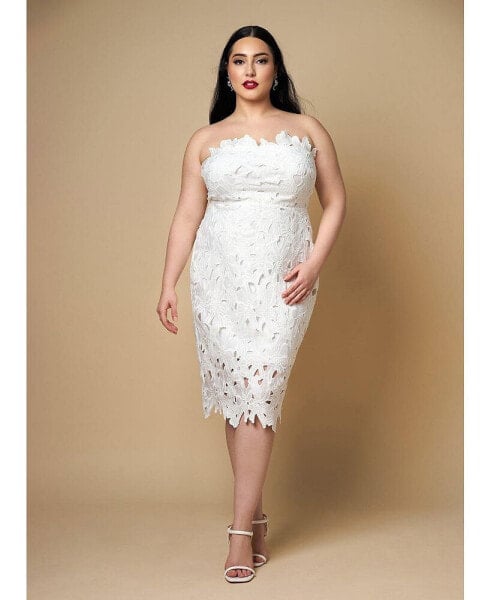 Plus Size Wisteria Lace Midi Bodycon Dress