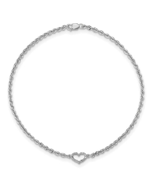 Heart Rope Anklet in 14k White Gold