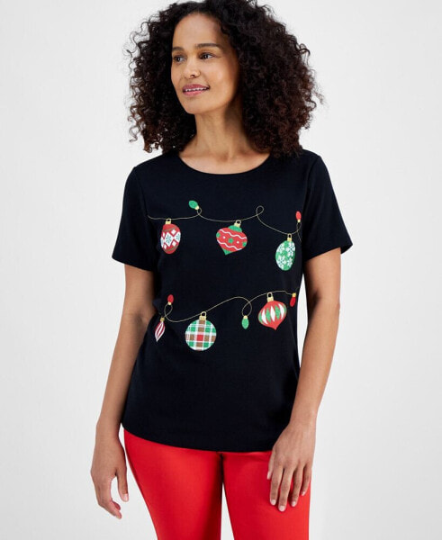 Women's Ornament String Short-Sleeve Top, Created for Macy's