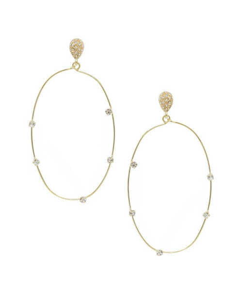 Delicate Crystal Large Oval Hoop Women's Earrings