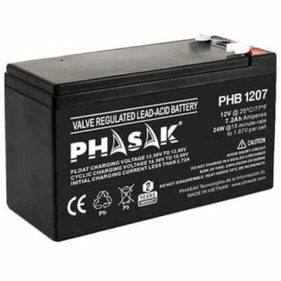 Battery for Uninterruptible Power Supply System UPS Phasak PHB 1207 12 V
