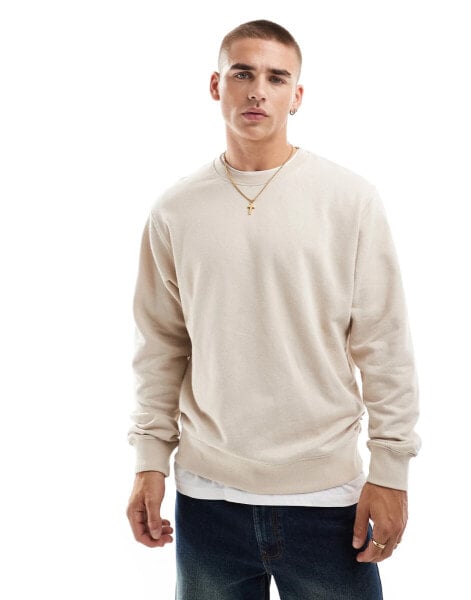 Jack & Jones oversized crew neck sweatshirt in beige