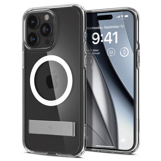 Чехол Spigen Ultra Hybrid S MagSafe с подставкой для iPhone 15 Pro прозрачный