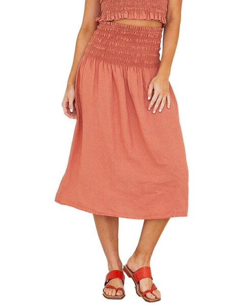 Bella Dahl Smocked Midi Skirt Women's Xs