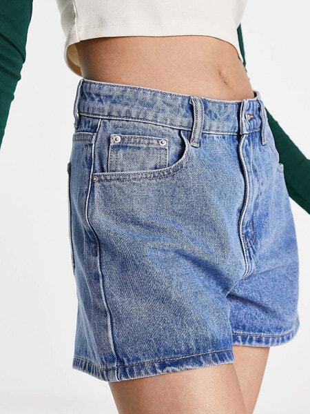 Urban Revivo high waist denim shorts in light blue