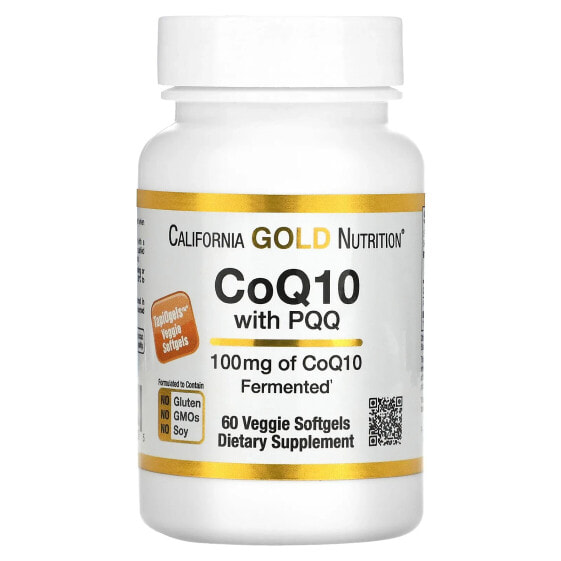 California Gold Nutrition, коэнзим Q10 с пирролохинолинхиноном (PQQ), 100 мг, 60 растительных капсул