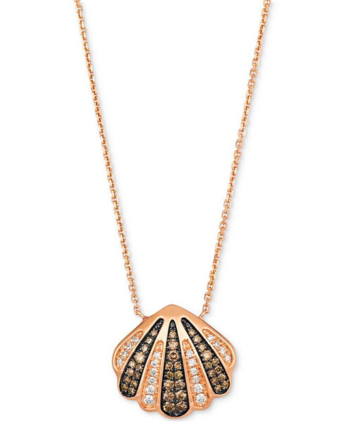 Chocolate Diamond & Nude Diamond Shell 19" Adjustable Pendant Necklace (5/8 ct. t.w.) in 14k Rose Gold
