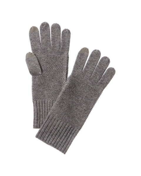 Forte Cashmere Luxe Textured Cashmere Gloves Women's Grey