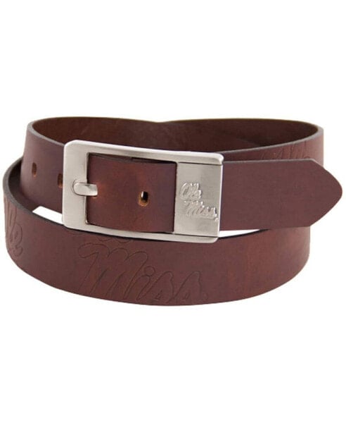 Men's Mississippi Rebels Brandish Leather Belt - Brown