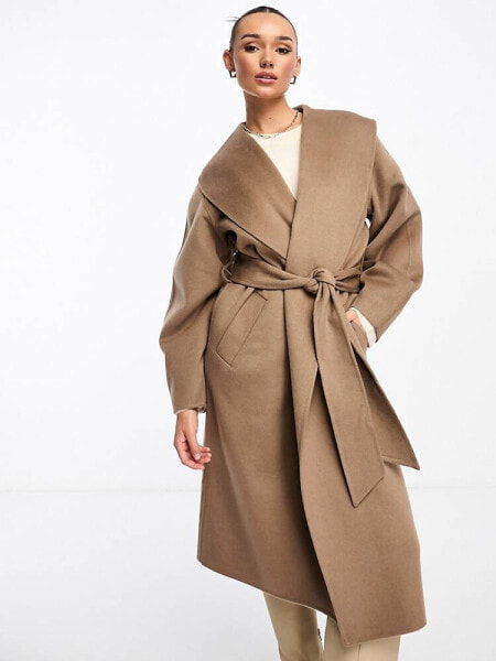 & Other Stories wool blend belted coat in light beige