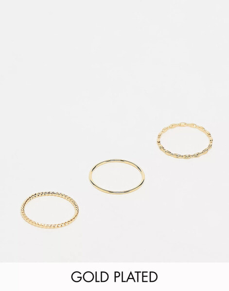 Accessorize Z collection gold plated thin stacking rings in gold