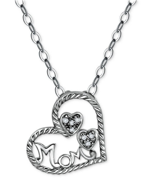 Cubic Zirconia Mom Heart Pendant Necklace, 16" + 2" extender, Created for Macy's