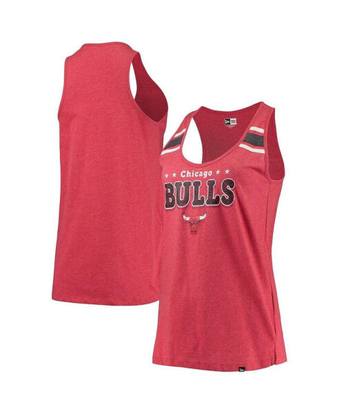 Women's Heather Red Chicago Bulls Scoop-Neck Racerback Tank Top