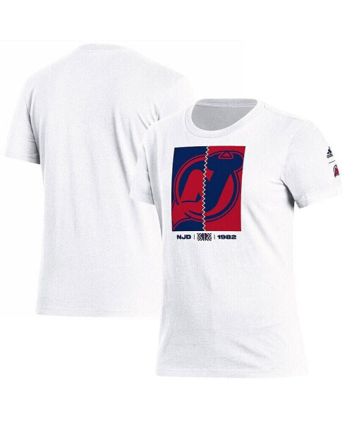 Women's White New Jersey Devils Reverse Retro 2.0 Playmaker T-shirt