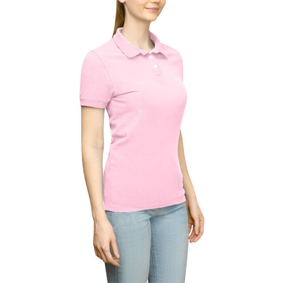 Page & Tuttle Solid Jersey Short Sleeve Polo Shirt Womens Pink Casual P39919-PNK