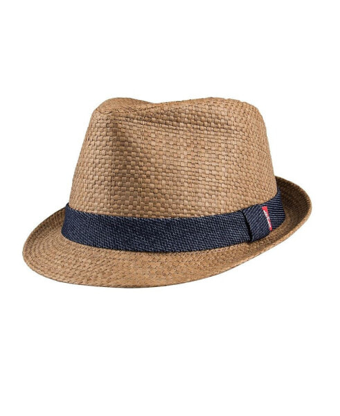 Men's Denim Band Straw Fedora Hat