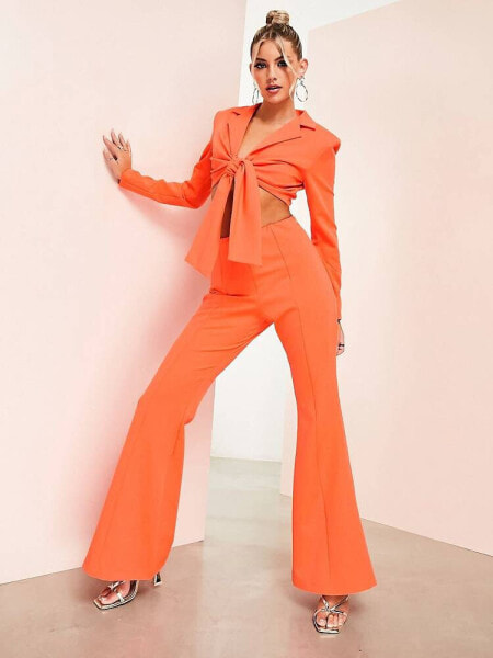 ASOS LUXE kick flare suit trouser in orange