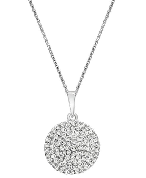 Diamond Circle Pendant Necklace (1/2 ct. t.w.) in 14k White Gold, 16" + 4" extender, Created for Macy's