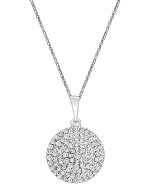 Wrapped in Love diamond Circle Pendant Necklace (1/2 ct. t.w.) in 14k White Gold, 16" + 4" extender, Created for Macy's