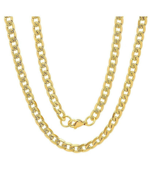 Men's 18k gold Plated Stainless Steel Accented 8mm Cuban Chain 24" Necklaces