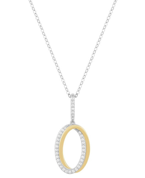 Diamond Interlocking Oval Pendant Necklace (1/4 ct. t.w.) in Sterling Silver & 14k Gold-Plate, 16" + 4" extender